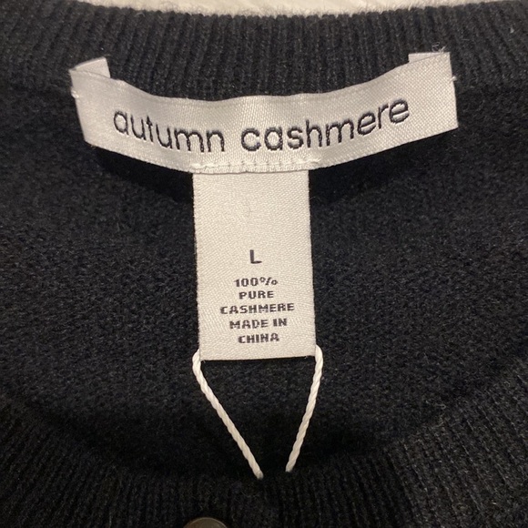 NWT Autumn Cashmere 3/4 Sleeve  Cardigan in Black size L - Picture 5 of 5
